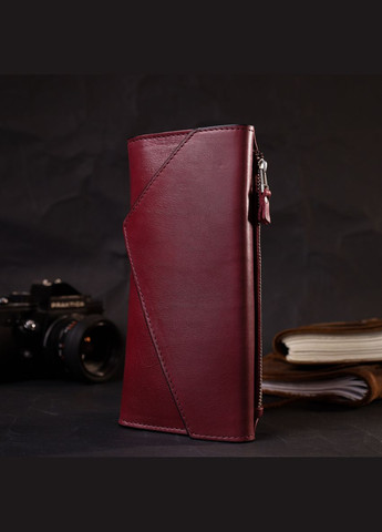 Жіночий гаманець із монетницею зовні з натуральної шкіри 11647 Бордовий Grande Pelle (306881954)