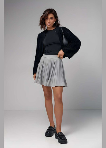 Жіноча якісна сіра коротка спідниця міні пліссе No Brand (333651293)
