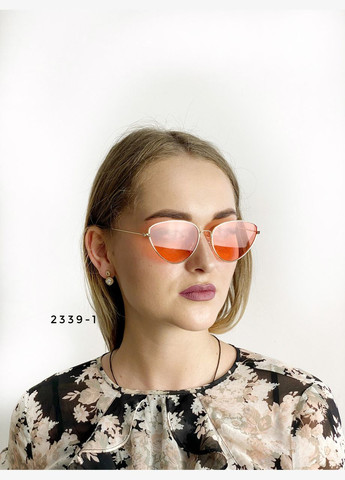 Коралловые очки в золотистой оправе No Brand (302490920)