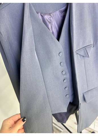 Серый женский пиджак женский qidian 9329 двойка имитация жилетки оверсайз свободный широкий крой one size No Brand - демисезонный