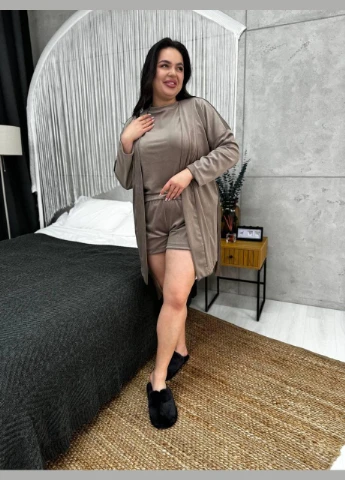 Комбінована всесезон піжама plus size do2820/1 какао No Brand