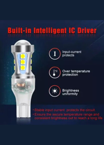 Світлодіодна лампа LED T15 W16W Canbus + Лінза! 2шт No Brand (296285588)
