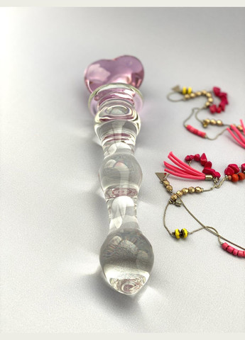 Фалоімітатор прозорий скляний з рожевим сердечком Magic Love вагінальний анальний вагінальний Lovetoy (303888614)