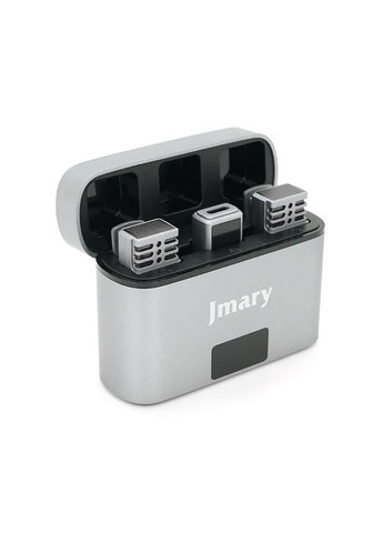 Петличний бездротовий мікрофон MW-15 (2шт)+ кейс, роз'єм Lighting, вбудований акумулятор 70 mAh, Silver, Box Jmary (364874313)