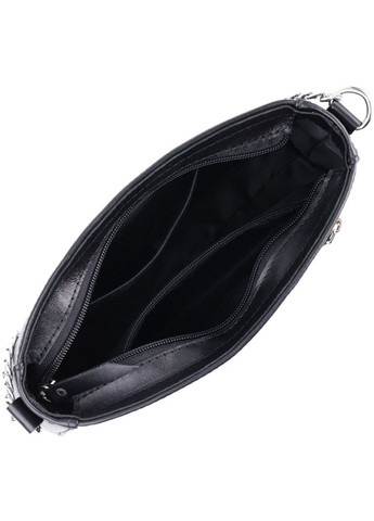 Жіноча сумка багет з ланцюжком і ремінцем з гладкої натуральної шкіри 22838 Чорна Shvigel (329151771)