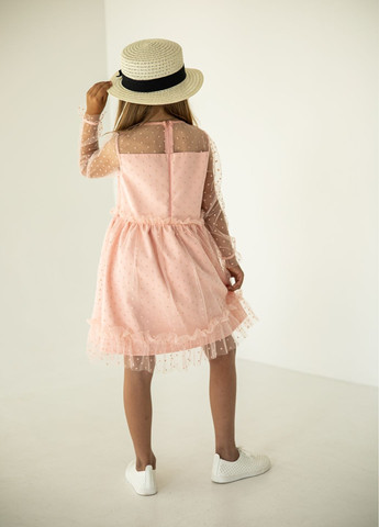 Светло-розовое красивое нарядное праздничное фатиновое платье для девочки розовое.. LeMien (322859486)