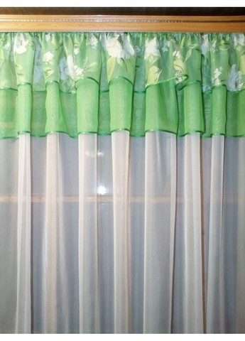 Кухонна фіранка коротка Летиція біла яблучний цвіт білий No Brand (372133908)