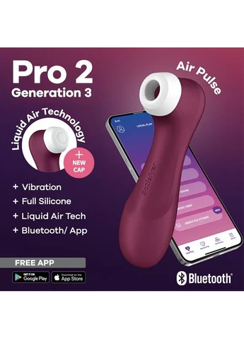 Вакуумный клиторальный стимулятор Pro 2 Generation 3 with Liquid Air Connect App Wine Red Satisfyer (369780026)