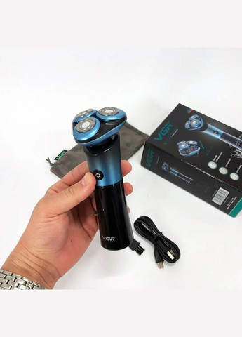 Мужская електробритва V-326 аккумуляторная бритва для мужчин Бирюзовый 5 Вт VGR (302890725)