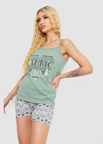 Оливкова жіноча піжама з принтом, колір оливковий, 238r3116 Fashion