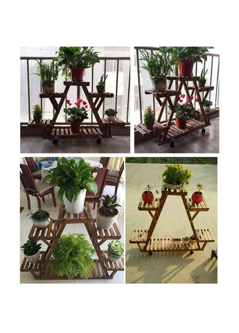 Підставка для квітів з дерева Тулуза на коліщатках мокко (ЦВТ-101710) No Brand (328224864)