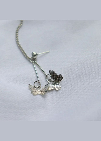 Серьги-каффы элегантные сказочные милые с бабочками на цепочке фэнтезийные эльфийские в стиле лолита fairycore кокетт тренд панк No Brand (311600846)