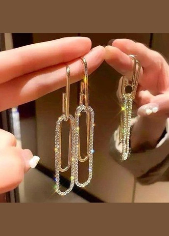 Длинные серьги скрепки в стразах, 4549 Fashion Jewelry (336949772)