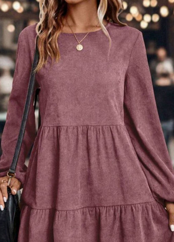 Розово-коричневое повседневный платье мини с оборками и рукавом фонарик бэби долл Україна