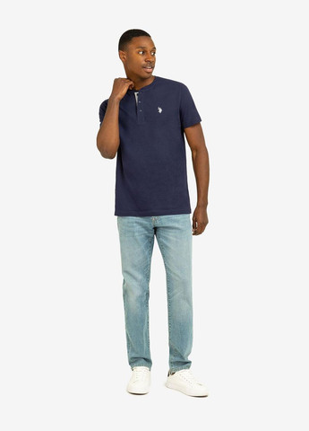 Синяя футболка-футболка хлопковая мужская jersey henley для мужчин U.S. Polo Assn.