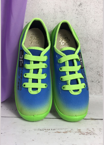 Цветные тапочки кеды детские для мальчика сине-салатовый (911) 3F