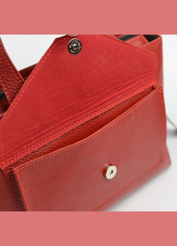 Красная кожаная женская деловая сумка с ручками и длинным съемным ремешком Serebro (285895819)