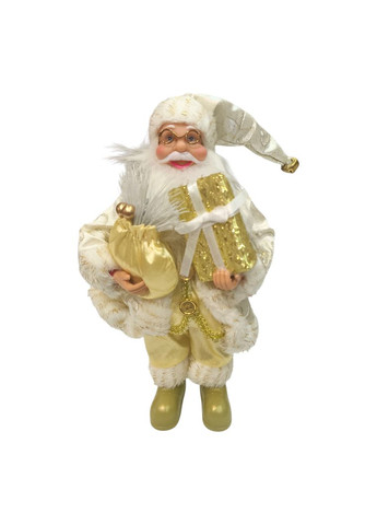 Новогодняя фигурка Санта Клаус в золотисто-белом наряде, 32 см No Brand (372506677)