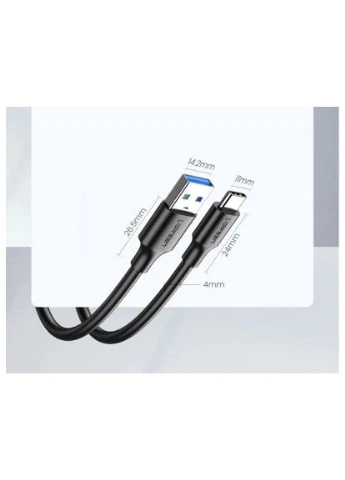 Дата кабель (20881) Ugreen USB 3.0 AM to USB-C 0.5m 3A US184 black (396693389)