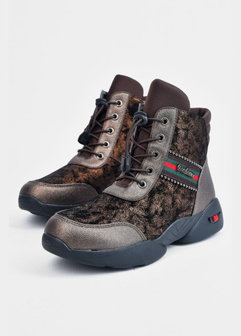 Коричневые кэжуал осенние ботинки детские демисезон коричневого цвета на шнуровке Let's Shop