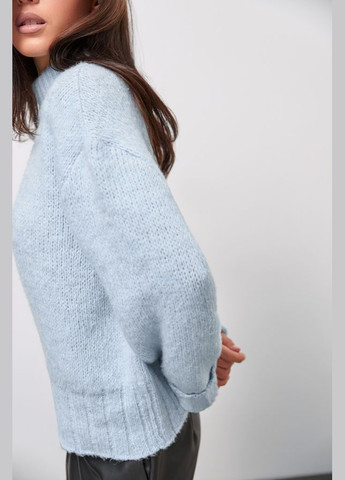 Блакитний зимовий жіночий теплий светр з вовняної пряжі (2784) Triko Bakh