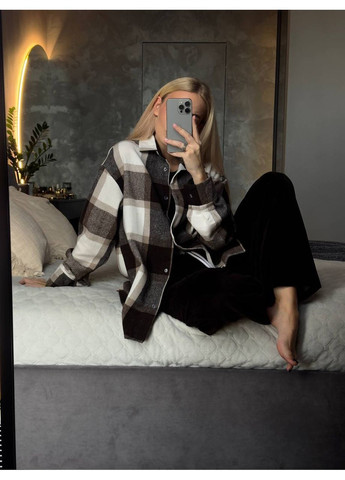 Коричневая повседневный рубашка в клетку KaraMix с длинным рукавом