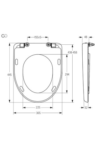 Сидіння для унітаза з металевим кріпленням СП‑6М, 365×445 мм SoloPlast (340286081)