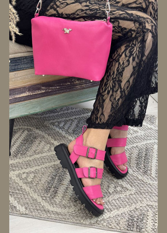 Фуксия босоножки кожаные женские с квадратным носочком.. 37 размер Vasha para с ремешком