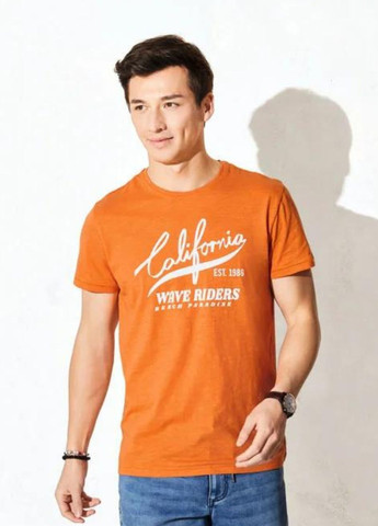 Светло-оранжевая мужская футболка. хлопок с коротким рукавом Livergy