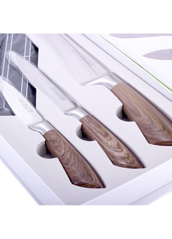 Набор кухонных ножей 4 предмета в подарочной упаковке Kamille коричневые,