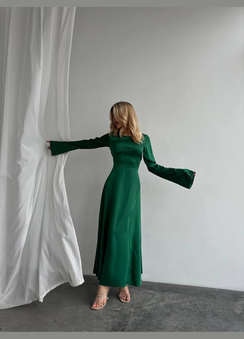 Зелена святковий, коктейльна, ділова, повсякденний, вечірня жіноча сукня кльош, з корсетом FINO Mode