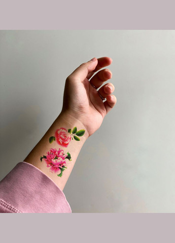 Тимчасове водостійке тату "Троянда та піон" No Brand (314879060)