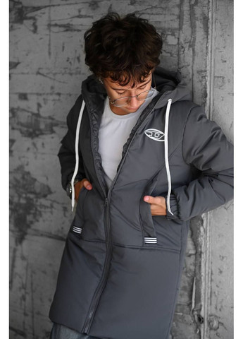 Серая зимняя куртка евро зима popluzhnaya