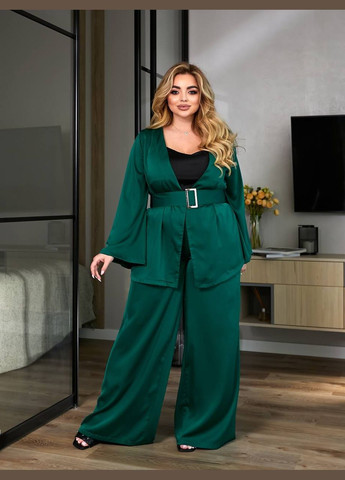Женский костюм-двойка из шелка цвет темно зеленый р.46/48 454690 New Trend (290111567)