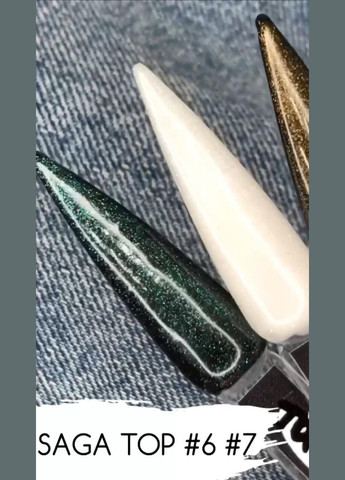 Топ для гель-лака с шиммером №7 Изумруд Топ с шиммером (блеском) без липкого слоя ТМ "" 8 мл Saga (342376533)