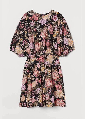 Комбинированное праздничный платье H&M с цветочным принтом