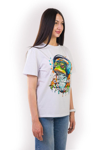 Біла футболка унісекс біла з коротким рукавом з принтом "hip hop frog" роз. m 4PROFI кулір (298127259)