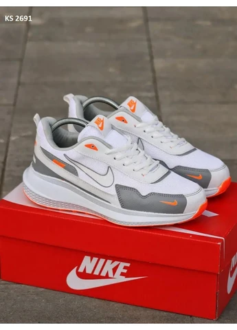 Білі кросівки чоловічі nike white orange найк білі демісезон No Brand