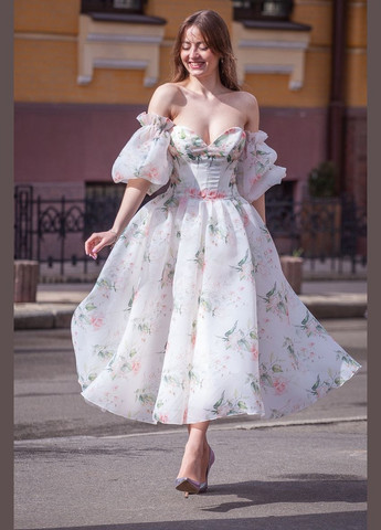 Комбинированное вечернее платье с юбкой-солнце, колокол, а-силуэт Lolita с цветочным принтом