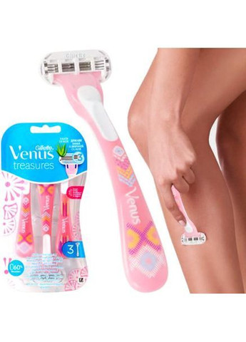 Одноразові жіночі станки для гоління Treasures 3 шт Gillette Venus (367089243)