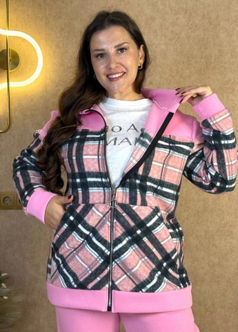 Базовый повседневный демисезонный костюм двойка: кофта в клетку с капюшоном + штаны Tik-Tak (363987915)