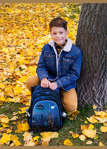 Школьный рюкзак с ортопедической спинкой для мальчика синий Космос /SkyName 37х30х18 см для младших классов (R2-190) Winner (293504223)