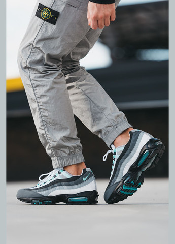Сірі всесезон кросівки чоловічі nike air max 95 gray mint black | найк аір макс 95 сірі чорні No Brand