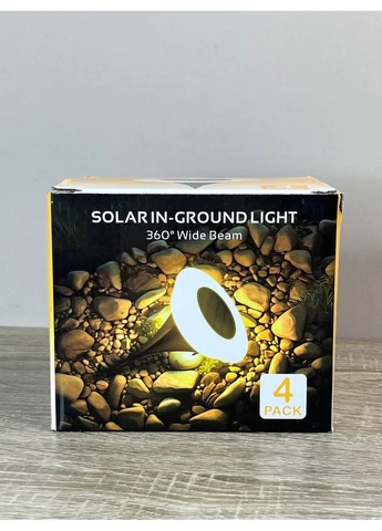 Набір сонячних ґрунтових світильників Solar In-Ground Light 360° Wide Beam 4 шт Чорний No Brand (396181117)
