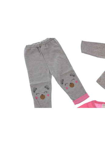 Серый демисезонный костюм тройка для девочки трикотажный мишки серый 68 см (33098) BABYKROHA