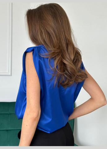 Синіти шовкова блузка без рукавів No Brand