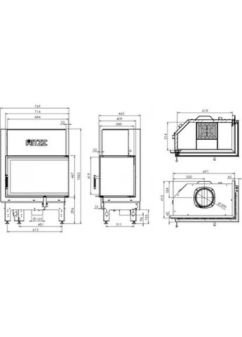 Камінна топка ALBERO AL14R.H-BDBI Cкло декор цільногнуте+додаткове внутрішнє скло цільногнуте Hitze (370385507)