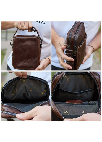 Чоловічий месенджер через плече 20х16х6, сумка планшетка для міста, барсетка для телефону, коричнева No Brand (362732446)