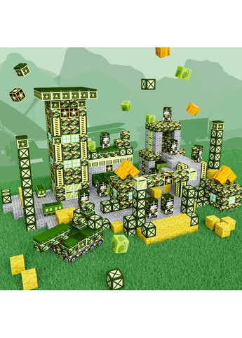 Магнитный конструктор Minecraft 100 шт кубики на магнитах детский Майнкрафт Военная No Brand (363042326)