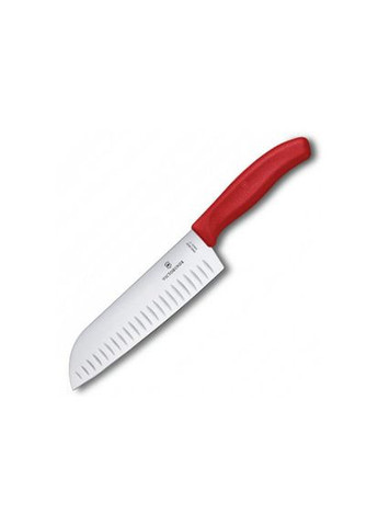 Кухонный нож SwissClassic Santoku лезвие 17см рифл. с красной ручкой в подар.упак. Victorinox (386505219)